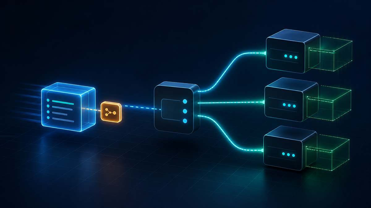 Stateless MCP request routed through a load balancer to interchangeable server instances
